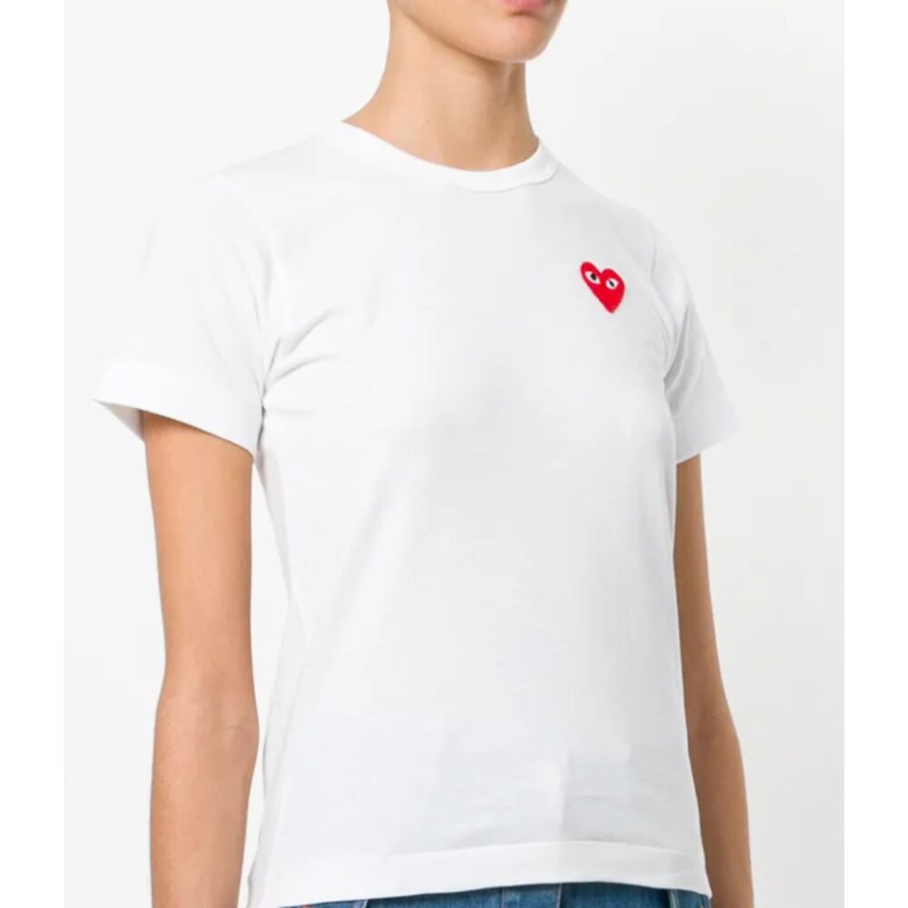 Comme des Garçons PLAY Heart Patch Cotton T-Shirt White Size Small